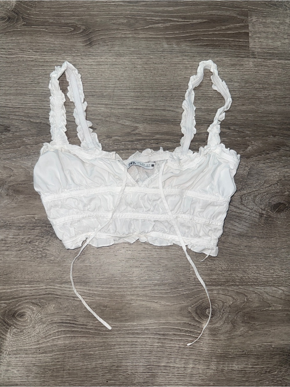 Zara coquette boho White Ruffle Cropped Cami